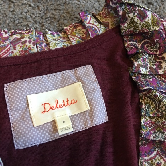 Anthropologie Deletta 3/4 Sleeves Embroidered Top - Picture 5 of 8